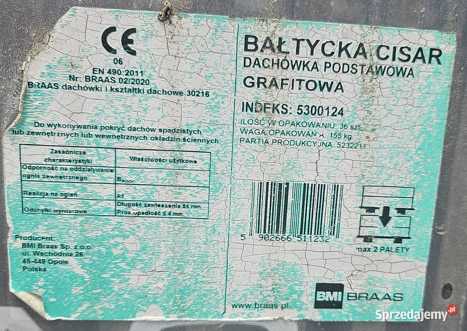 Dachówka Podstawowa Cementowa Cisar Grafitowa Środa Śląska