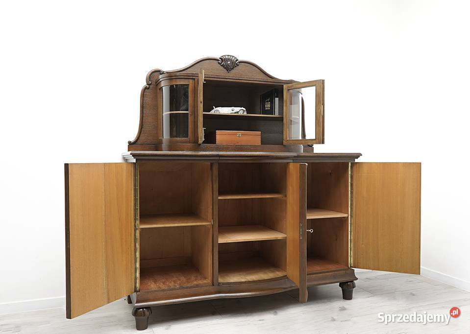 Dębowy kredens z lat 20tych w stylu secesyjnym 182cm Kredensy i witryny wielkopolskie Jerka