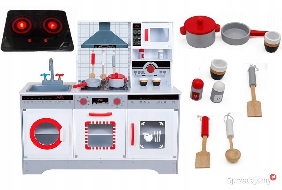 Duża drewniana kuchnia z akcesoriami Książ Wielkopolski