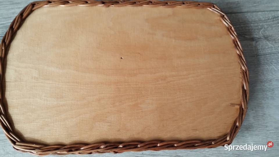 taca drewniana wiklinowa na kubki Poznań