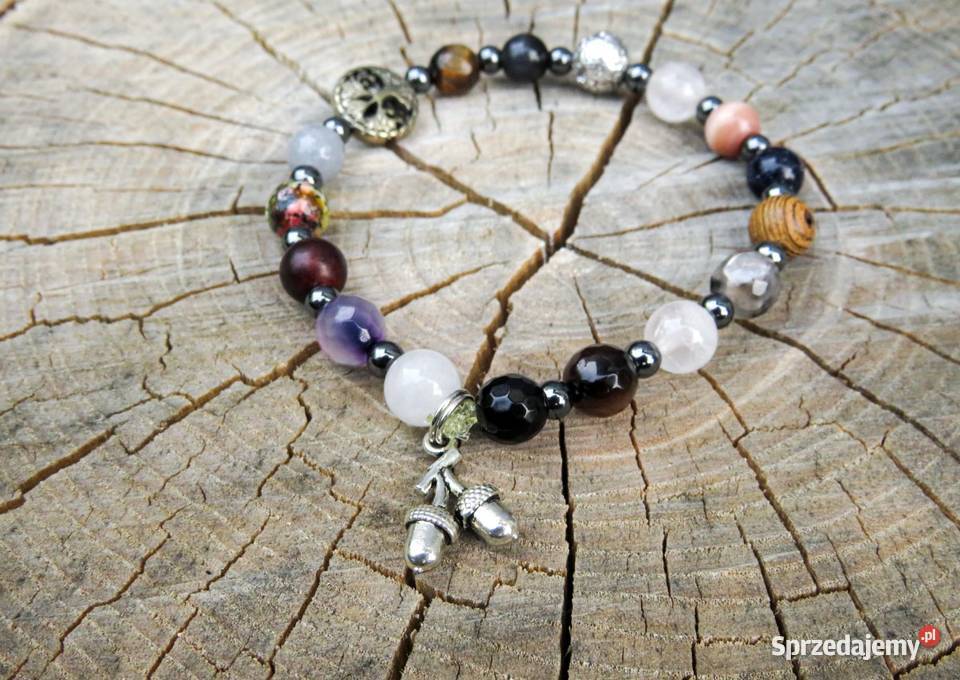 Bransoletka na gumce mix kamieni zawieszka małopolskie Wieliczka