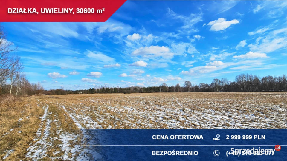 Działka budowlana 3ha Uwieliny gm Prażmów z MPZP