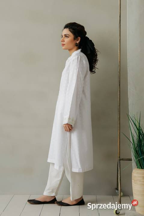 Długa biała tunika S 36 orient Indie kameez Szczecin