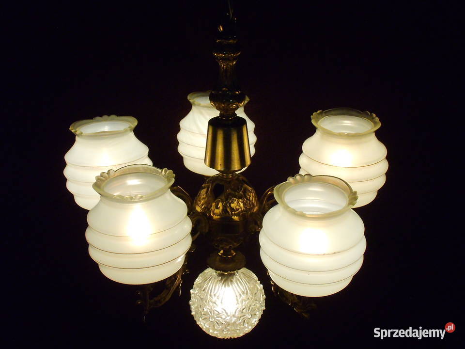 Żyrandol mosiężny 6 punktowy dolnośląskie Bielawa