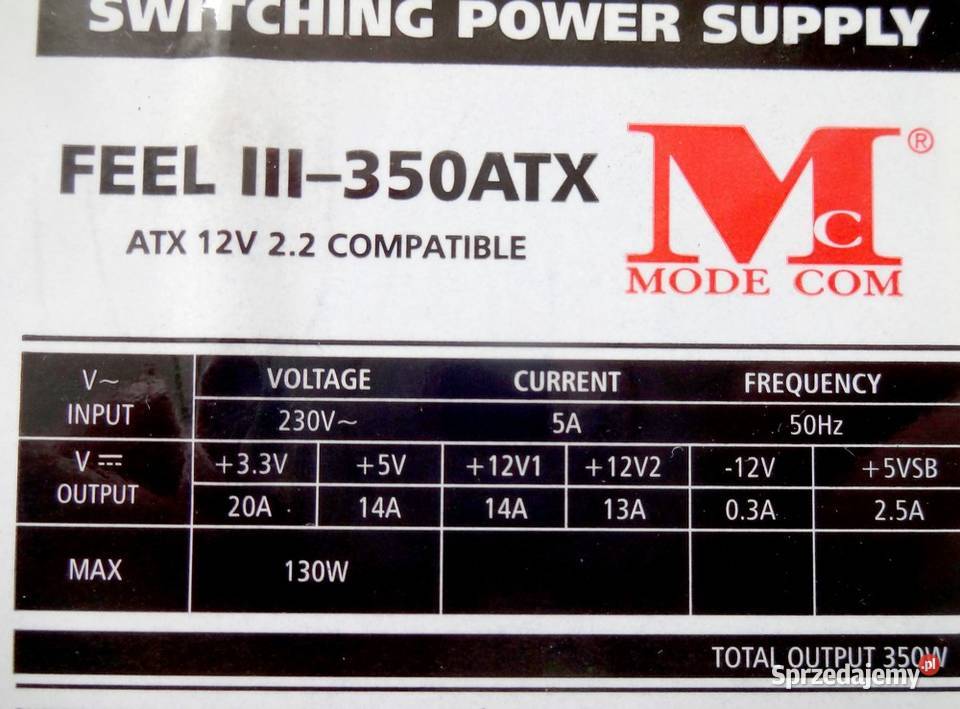 Zasilacz ATX Mode Com Feel III350ATX Szczecin