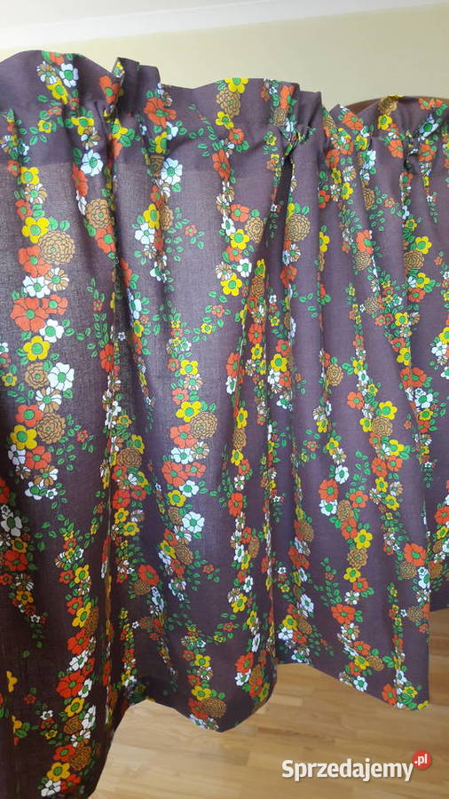 Bawełniana zazdrostka brąz kwiatki folklor 132 x odcienie brązowego mazowieckie Radom