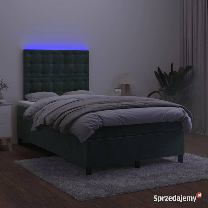 Łóżko kontynentalne z materacem i LED zielony 203cm Warszawa