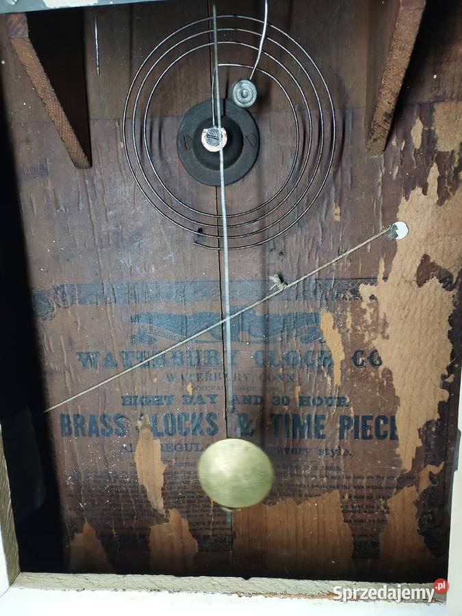 158 Stary zegar ścienny amerykański Waterbury Antyki pomorskie Tczew