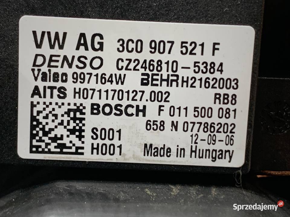 DMUCHAWA NAWIEWU VW CC B7 3C0907521F WENTYLATOR osobowe podkarpackie