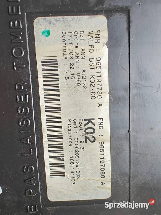 Moduł bsi pegueot 307 9651197080 A Komputery Motoryzacja Puławy