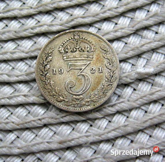 Wielka Brytania 3 Pensy 1921r SREBRO