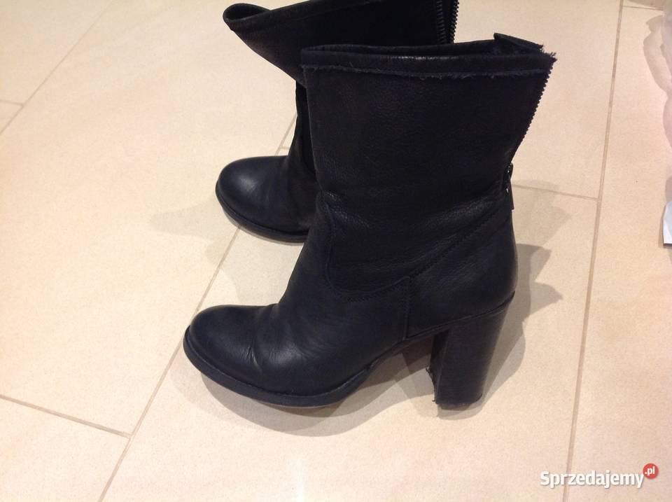 Czarne Botki Skórzane VENEZIA r 37 skóra