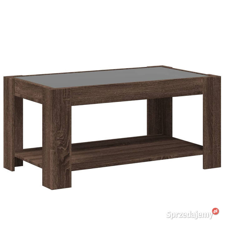 Stolik kawowy z LED brązowy dąb 93x53x45