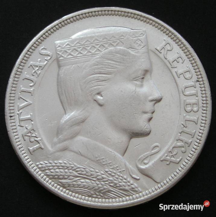 Łotwa 5 LATI 1929 SREBRO Numizmatyka Łódź