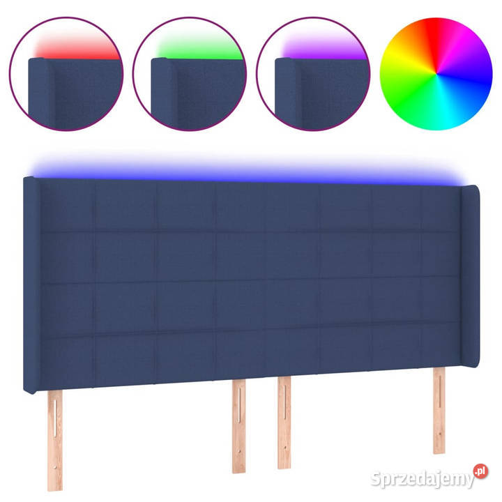 Zagłówek do łóżka z LED niebieski 183x16x118128 mazowieckie Warszawa
