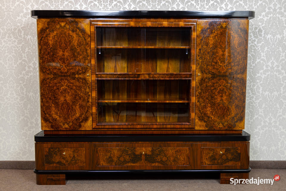Biblioteka art deco orzech połysk politura stara Swarzędz