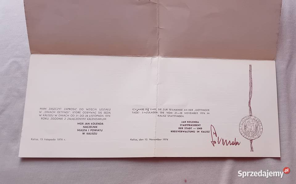 Zaproszenie na obchody Dni Getyngi Kalisz 1228 Koźminek