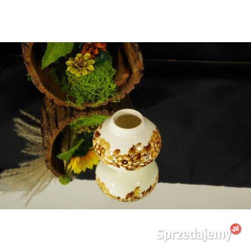 Koło mały wazonik ceramiczny w kwiaty porcelit