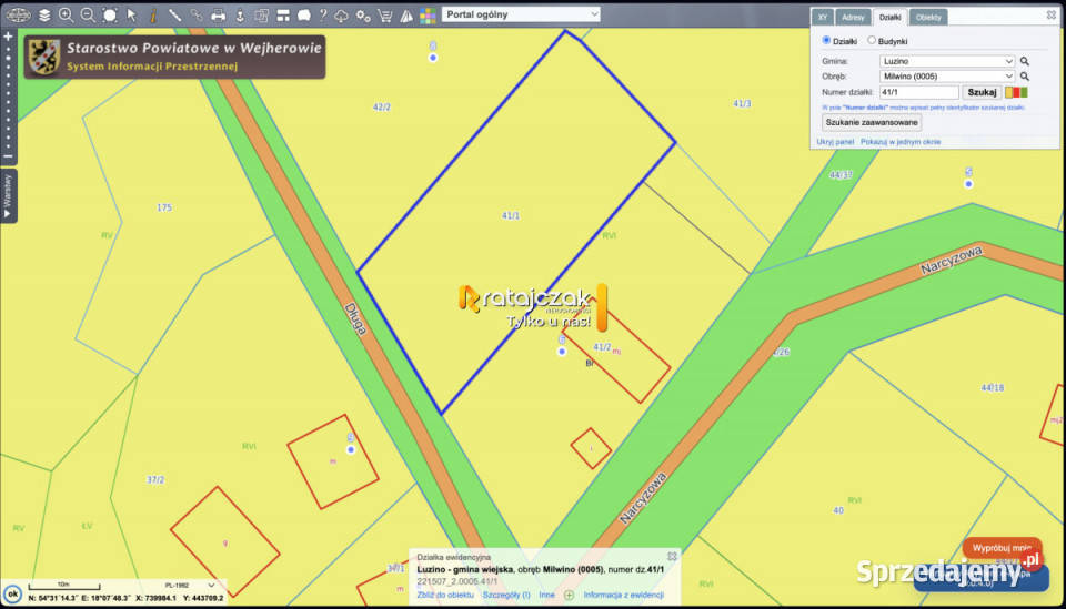 Działka Milwino Długa 1106m2 pomorskie sprzedam