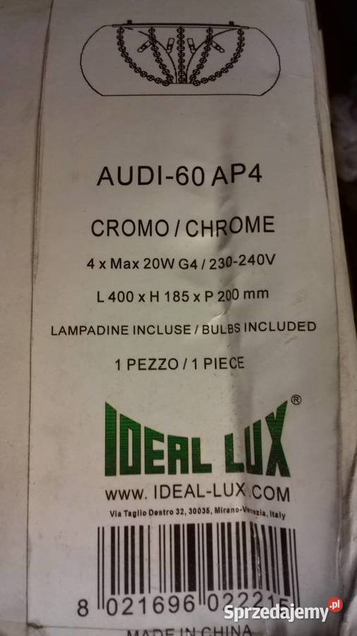Lampa kinkiet Ideal lux Audi60ap4 Mierzyn