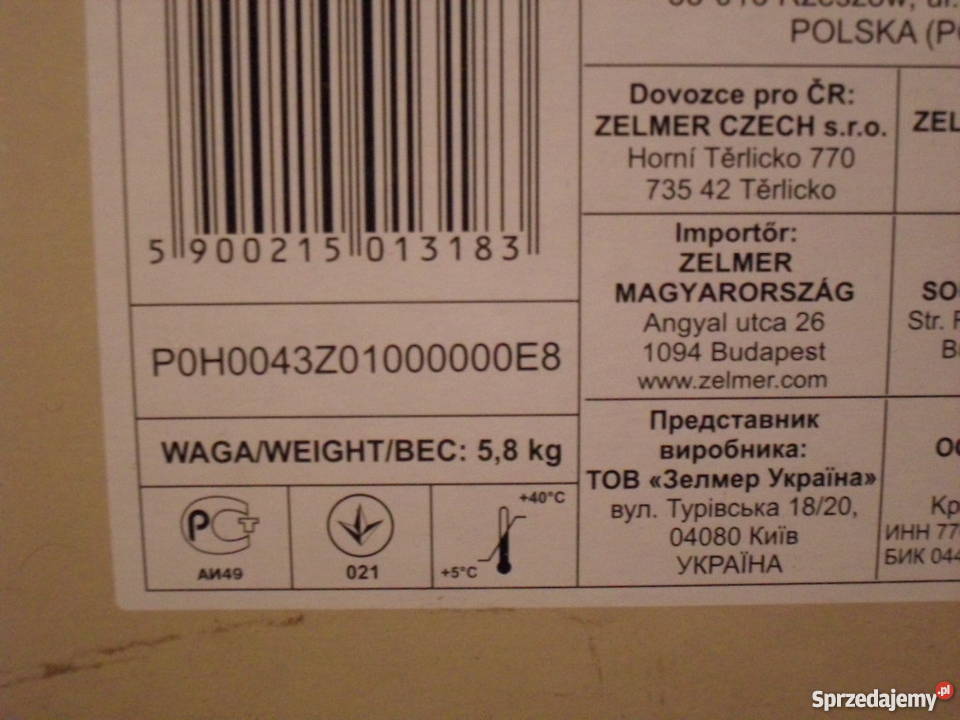 Wypiekacz do chleba Zelmer wolnostojące Warszawa
