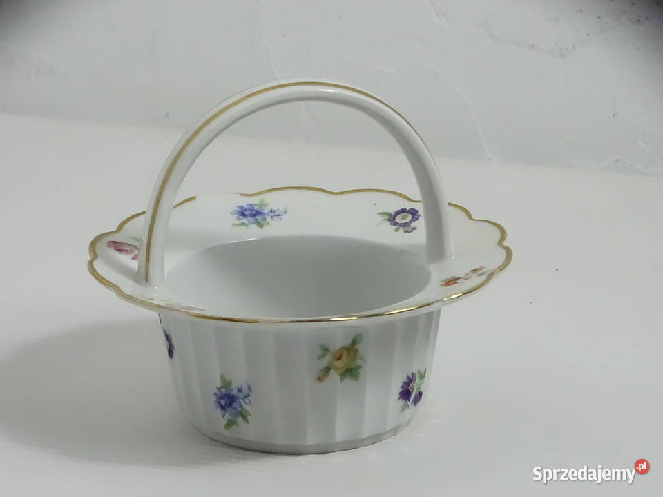 Porcelainowy koszyczek miseczka z uchem Bavaria Biłgoraj