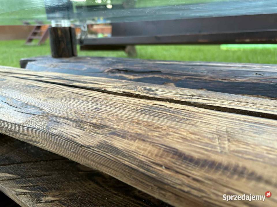 Ława stolik z starych belek szklana Jedlicze