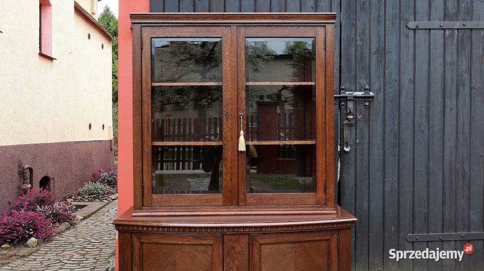 Wspaniała Unikatowa Witryna Serwantka Dąb 1920 Ziębice