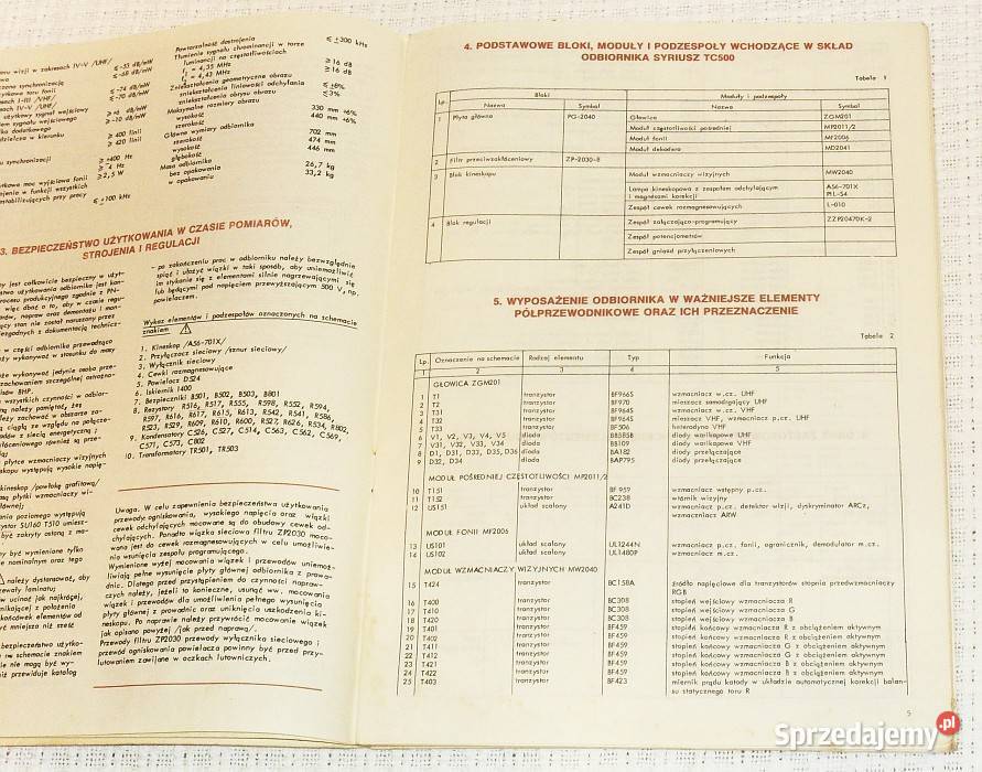 Instrukcja serwisowa schemat telewizora SYRIUSZ Gliwice