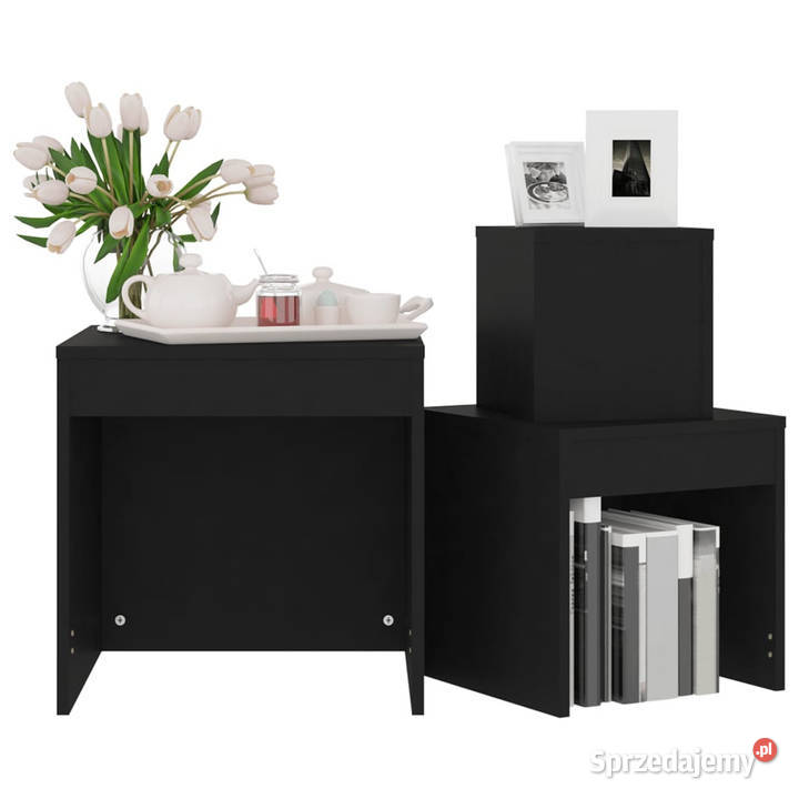 Stoliki wsuwane pod siebie 3 czarne WM808595