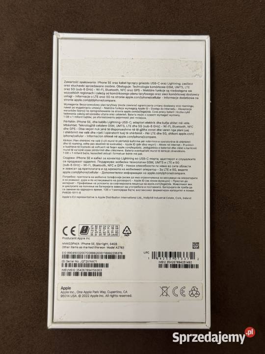 iPhone SE 3gen 64GB Biały A2783 Stan śląskie Mysłowice sprzedam