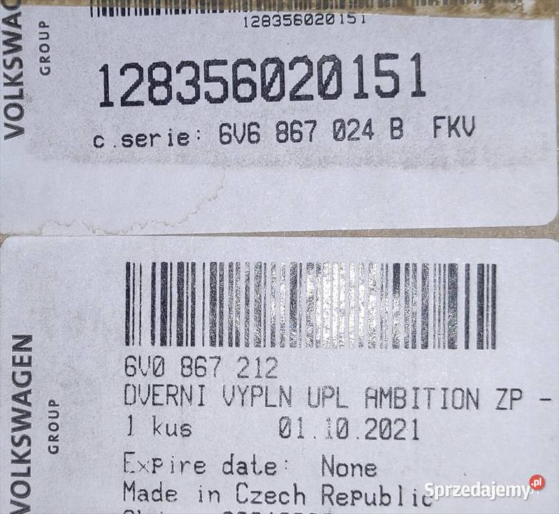 Tapicerka drzwi Skoda Fabia III htb tylna prawa małopolskie Brzesko