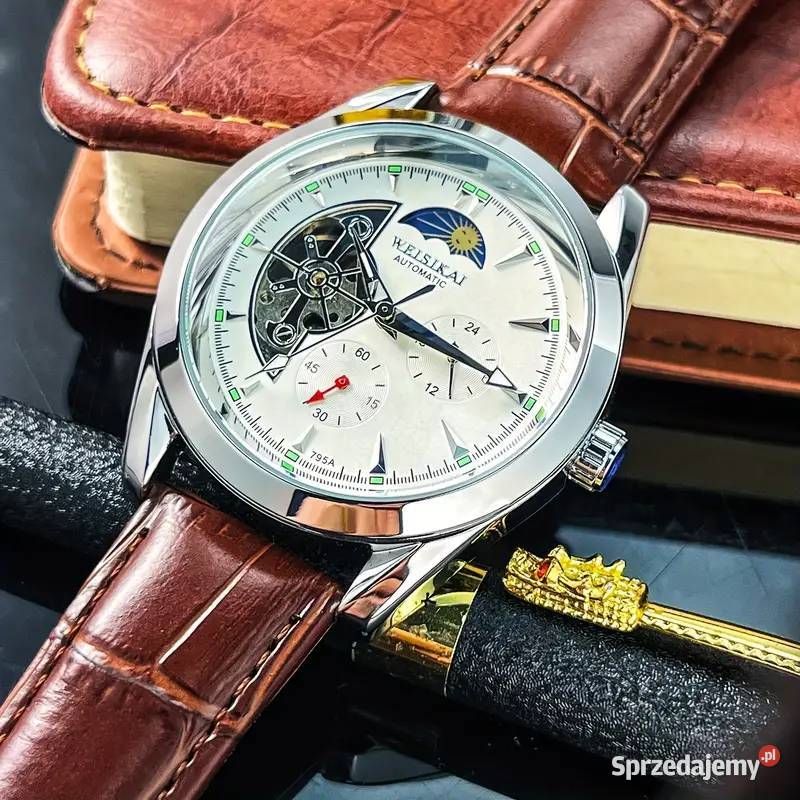 Stylowy NOWY elegancki męski zegarek z Mechanizm Męskie