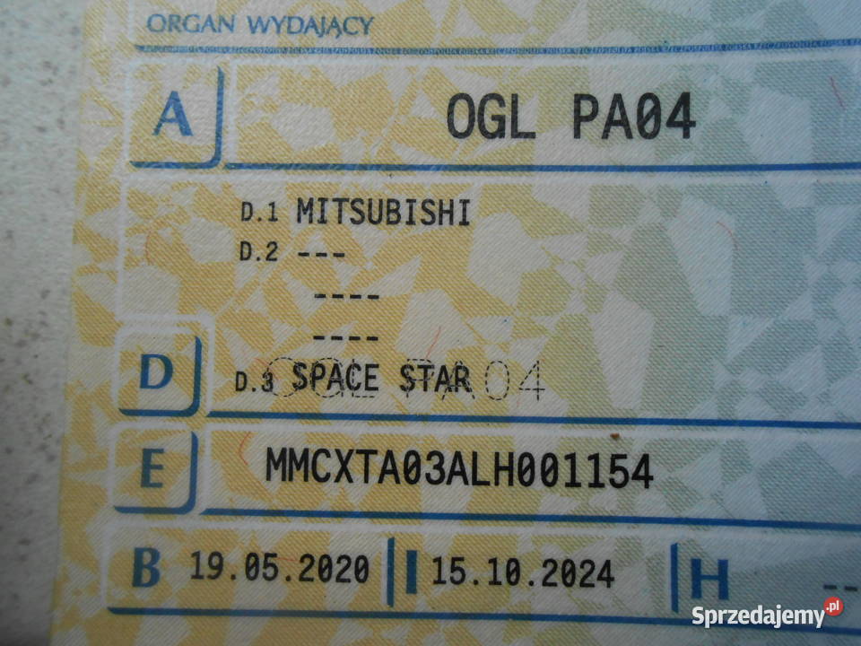 mitsubishi SPACE STAR20r przebieg 15ys CEPIK czujnik parkowania Space Star Bytom