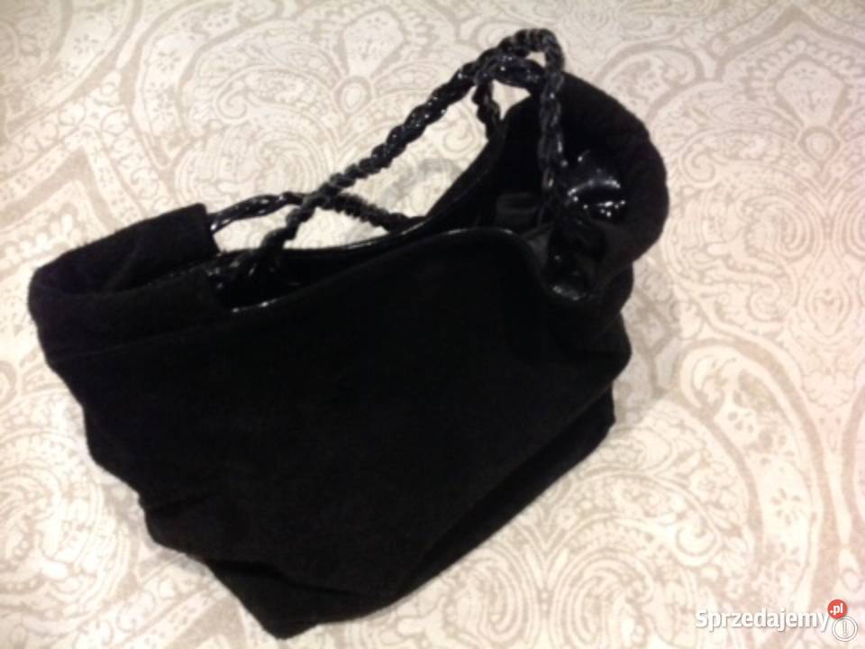 Torebka Czarna Skórzana Zamszowa Damska Nowa Sól
