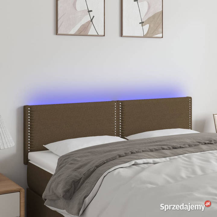 Zagłówek do łóżka z LED ciemnobrązowy 144x5x7888 mazowieckie Warszawa