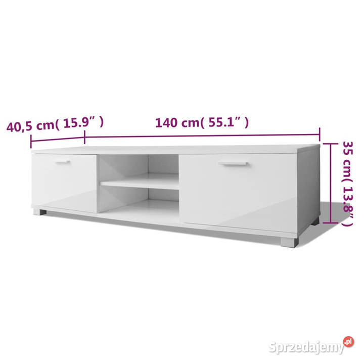 Szafka pod TV wysoki połysk biała 140x405x35 mazowieckie sprzedam