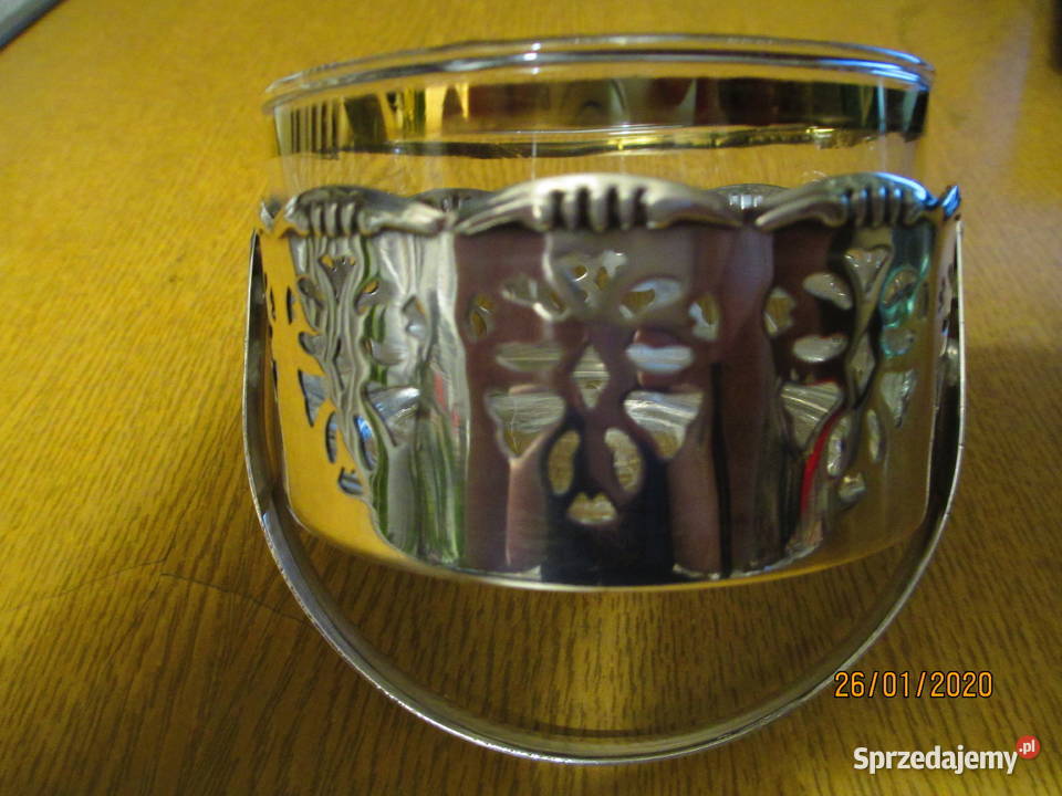 posrebrzana cukiernica HEFRA PRL biały Warszawa