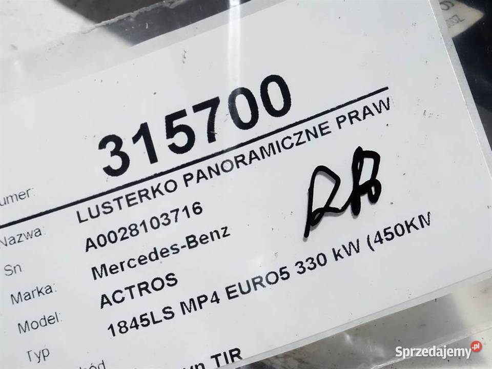 LUSTERKO PANORAMICZNE PRAWE MERCEDES ACTROS MP4