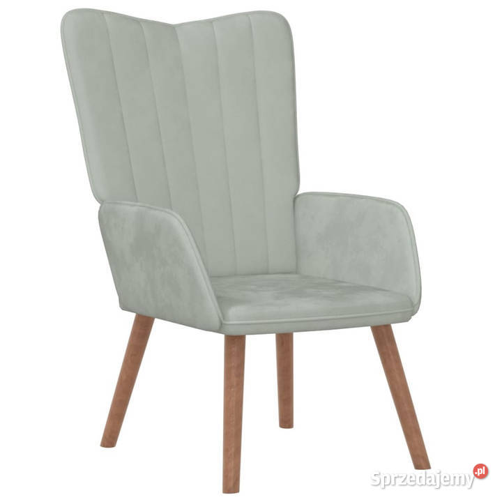 Fotel jasnoszary obity aksamitem WM327655 mazowieckie