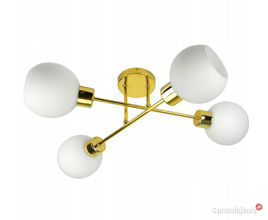 Lampa Wisząca Żyrandol Plafon Złoty Kule Biały Choroszcz sprzedam