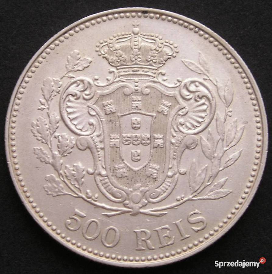 Portugalia 500 reis 1908 SREBRO Emanuel II Łódź sprzedam