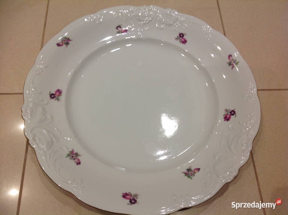 Duży Talerz Patera Pólmisek Porcelana WAŁBRZYCH biały