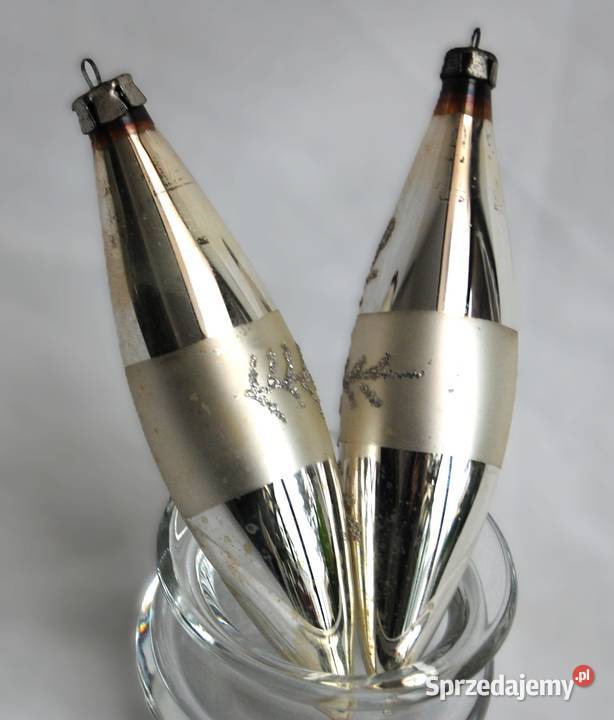 Stare bombki szklane srebrne sople 2 13 PRL Boże Narodzenie Lublin