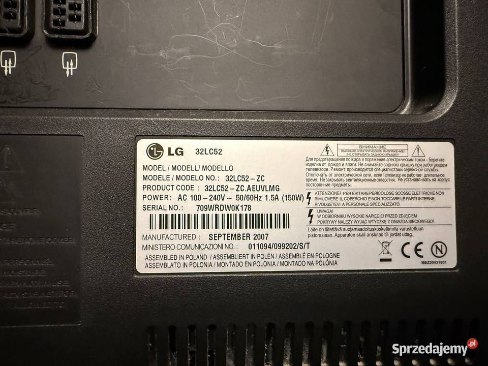 Telewizor LG 32LC52 sprawny z uchwytem na ścianę LCD łódzkie Łódź