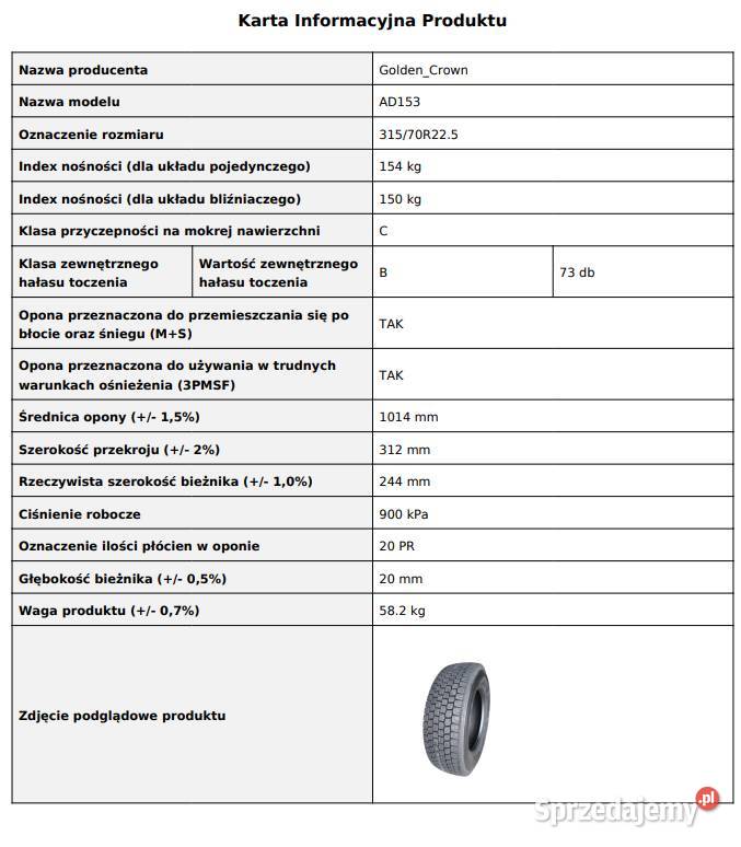 Golden Crown AD153 31570 R225 Opony napęd kostka Ciężarowe
