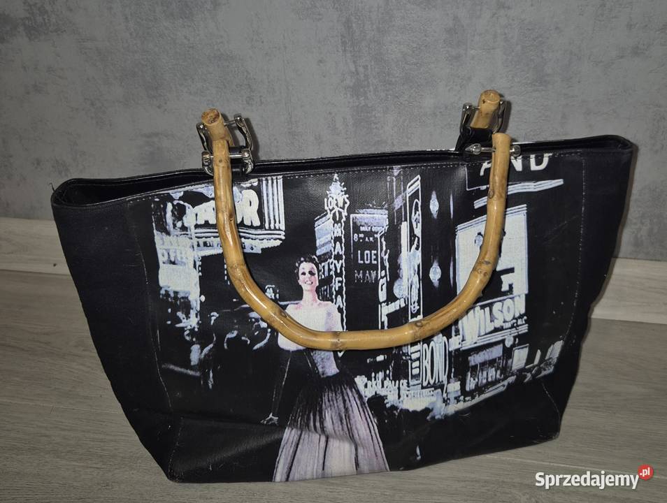 Torebka damska print bambusowe rączki Łódź