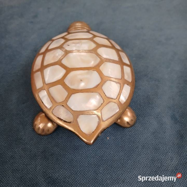 Mosiężny żółw masa perłowa puzderko szkatułka mazowieckie Warszawa