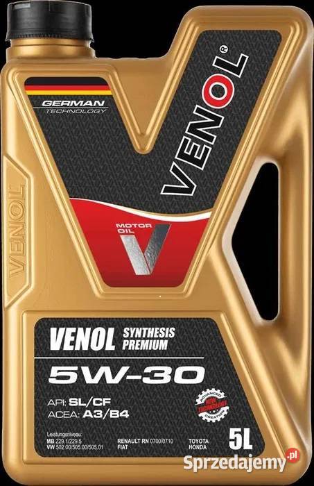 Olej VENOL Synthesis Premium SL CF 5W30 5L Sieradz