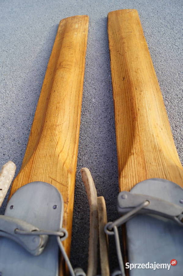 Stare narty jesionowe 177 z kijkami Pozostałe Antyki, Sztuka, Kolekcje Pruchnik